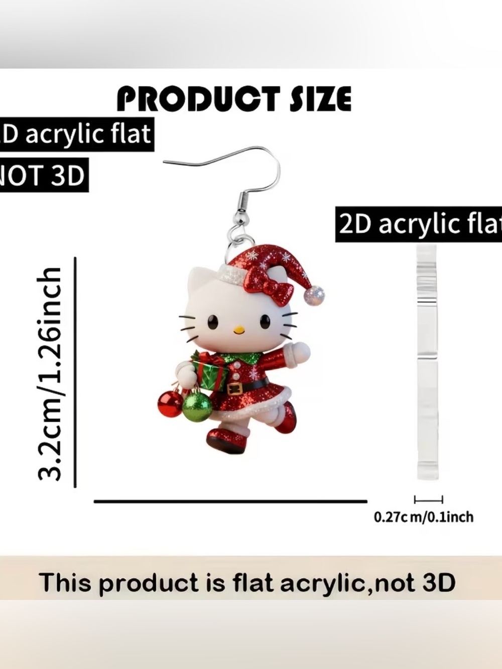 πππ3 for 12$πππHello Kitty Red and Green Christmas Dangle Earrings - Picture 3 of 3